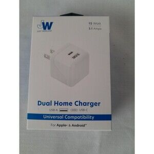 Just Wireless Dual Port USB-A and USB-C Wall Charger - White